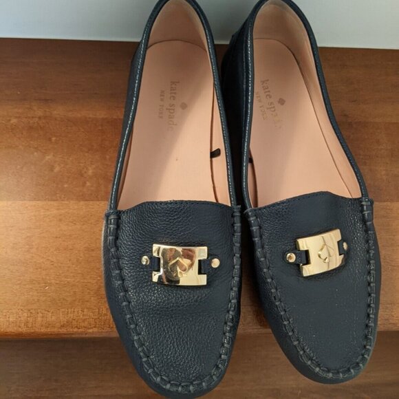 Kate Spade navy blue women's carmen leather loafers in size 8 - Picture 3 of 9